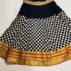 Elegant Polka Dot Skirt with Gold Accents
